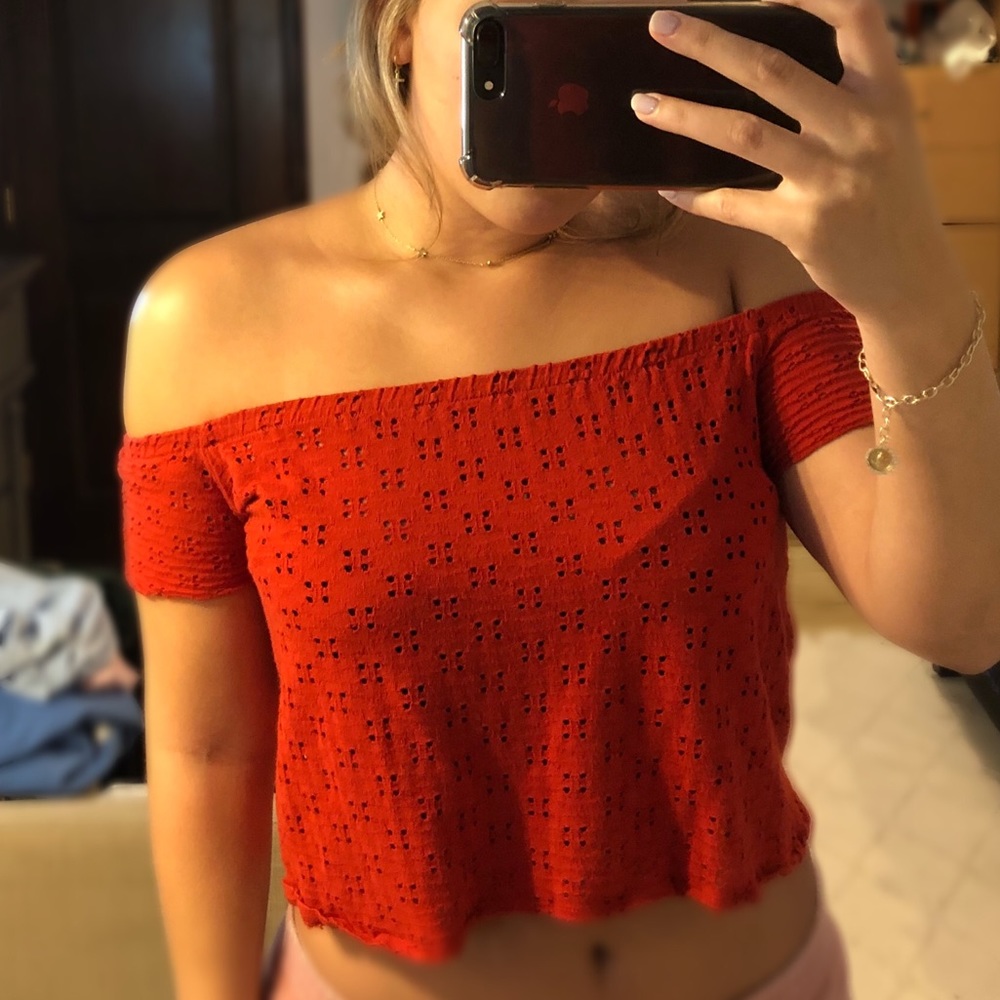 Red off the shoulder top